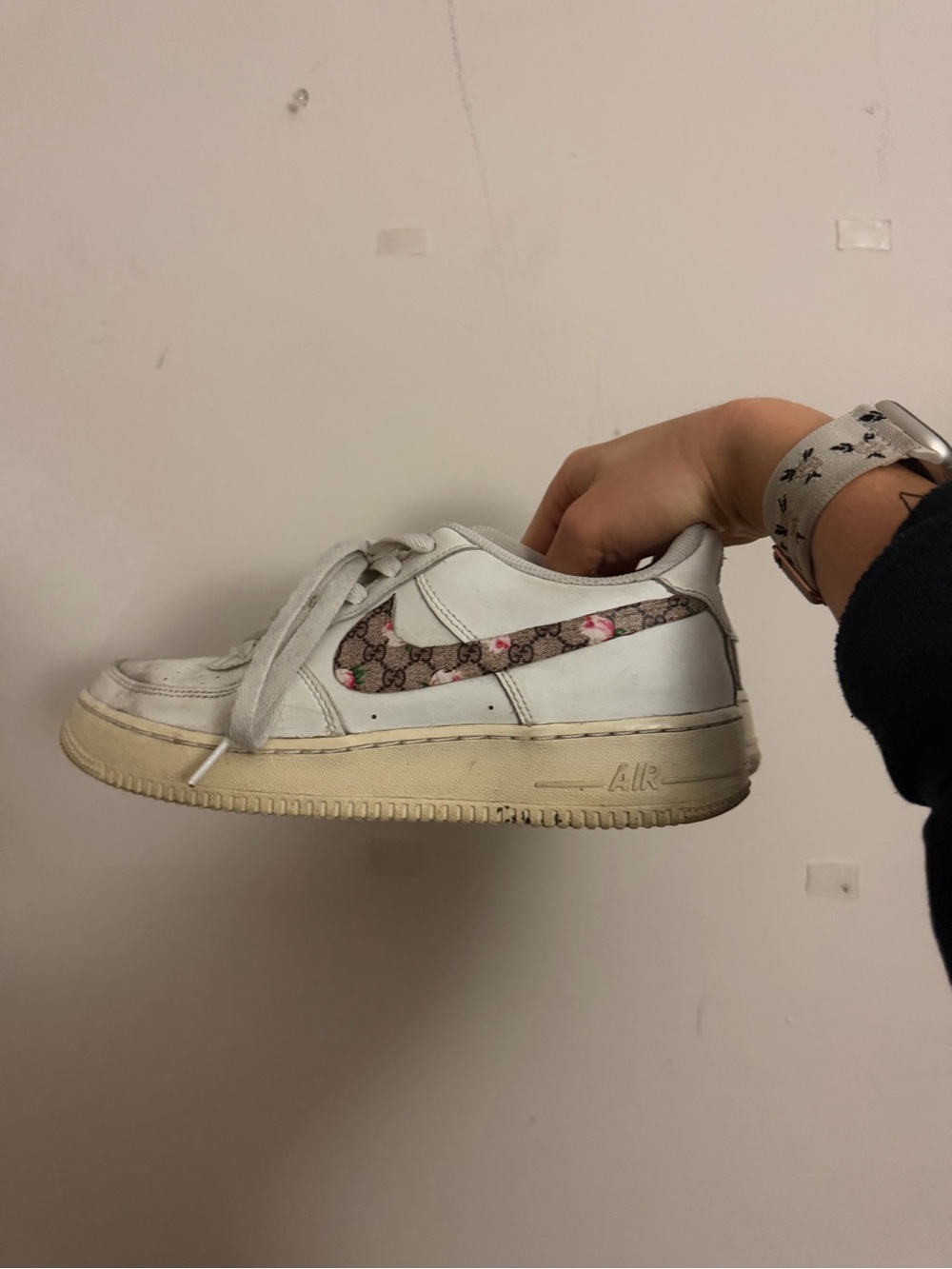 Custom White Nike Air Force 1 with Gucci Monogram Swoosh